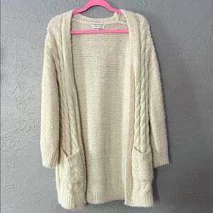 Woven Heart Cream Knit Cardigan
